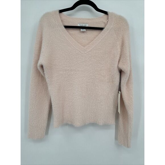 Rachel Zoe Women's V-Neck Fuzzy Sweater Size M Color‎ Pink NWT - Picture 1 of 6